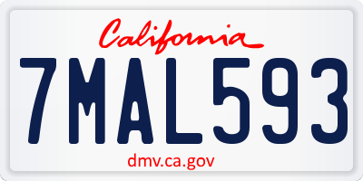 CA license plate 7MAL593