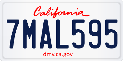 CA license plate 7MAL595