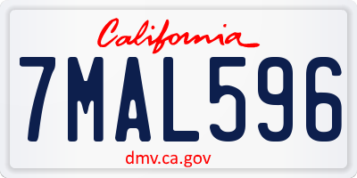 CA license plate 7MAL596