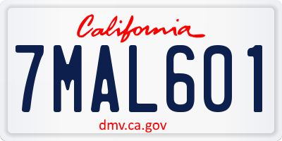 CA license plate 7MAL601