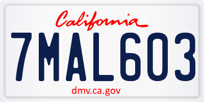 CA license plate 7MAL603