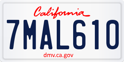 CA license plate 7MAL610