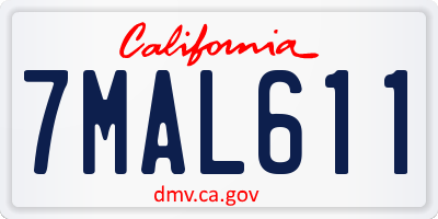 CA license plate 7MAL611
