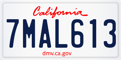 CA license plate 7MAL613