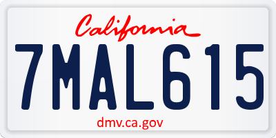 CA license plate 7MAL615