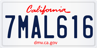 CA license plate 7MAL616