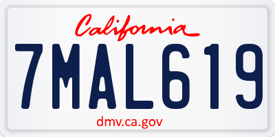 CA license plate 7MAL619