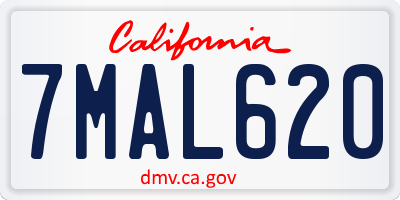 CA license plate 7MAL620