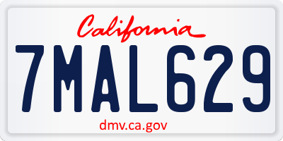 CA license plate 7MAL629