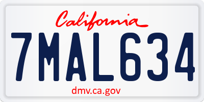 CA license plate 7MAL634