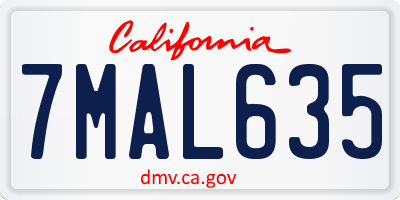 CA license plate 7MAL635