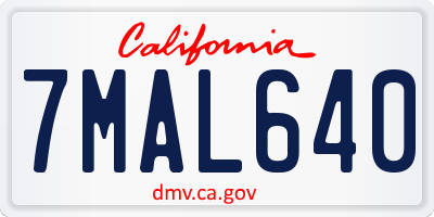 CA license plate 7MAL640