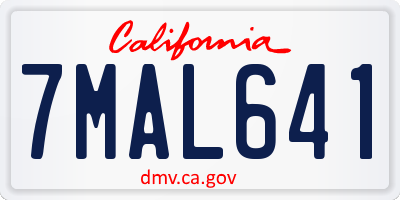 CA license plate 7MAL641