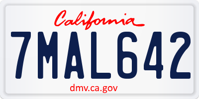 CA license plate 7MAL642