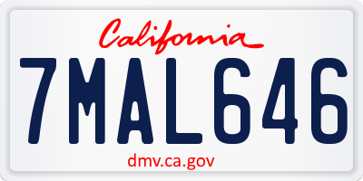 CA license plate 7MAL646