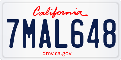 CA license plate 7MAL648