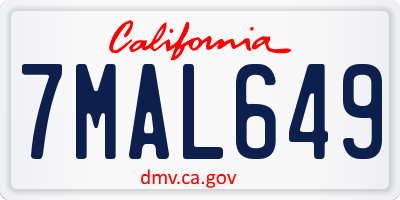CA license plate 7MAL649