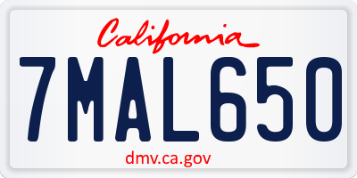CA license plate 7MAL650