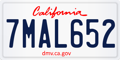 CA license plate 7MAL652