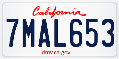 CA license plate 7MAL653