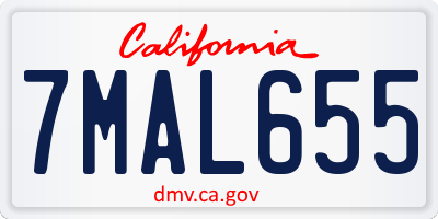 CA license plate 7MAL655