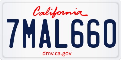 CA license plate 7MAL660