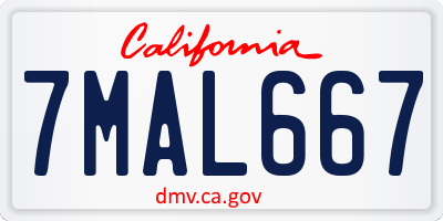 CA license plate 7MAL667