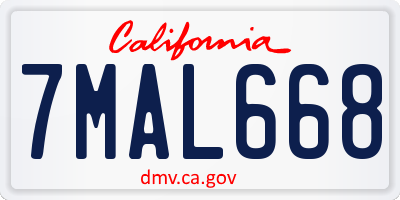 CA license plate 7MAL668