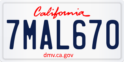 CA license plate 7MAL670