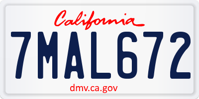 CA license plate 7MAL672
