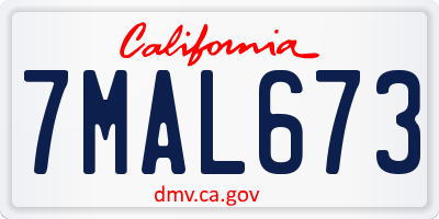 CA license plate 7MAL673
