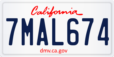 CA license plate 7MAL674