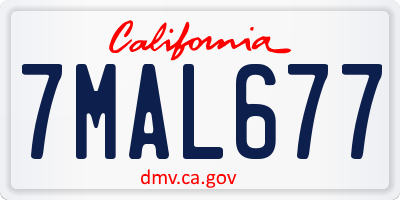 CA license plate 7MAL677