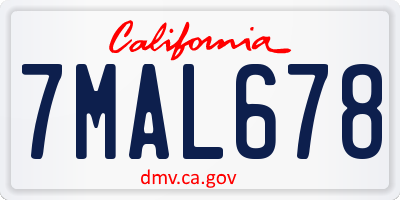 CA license plate 7MAL678