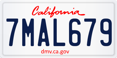 CA license plate 7MAL679