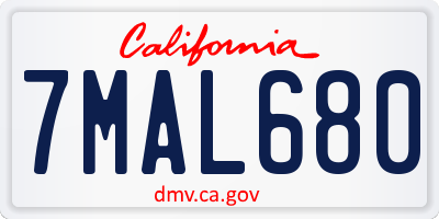 CA license plate 7MAL680