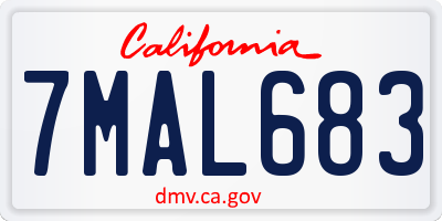 CA license plate 7MAL683