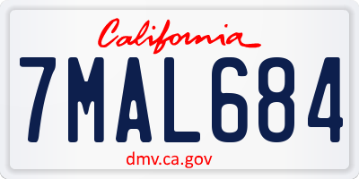 CA license plate 7MAL684