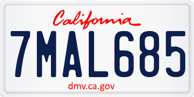 CA license plate 7MAL685