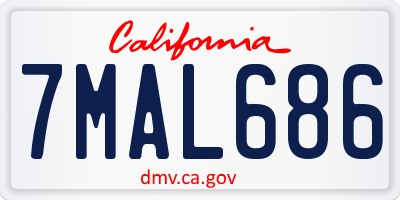 CA license plate 7MAL686