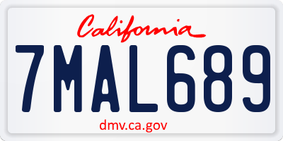 CA license plate 7MAL689
