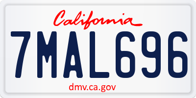 CA license plate 7MAL696