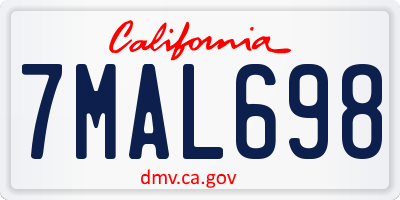 CA license plate 7MAL698