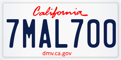 CA license plate 7MAL700