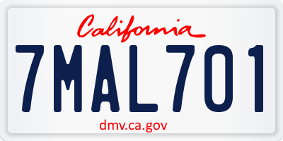 CA license plate 7MAL701