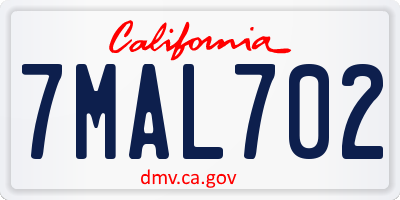 CA license plate 7MAL702