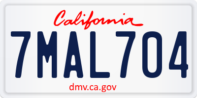 CA license plate 7MAL704
