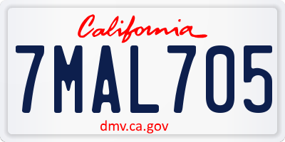 CA license plate 7MAL705