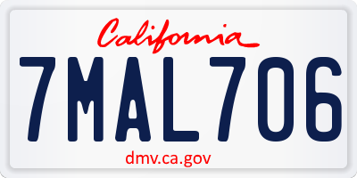 CA license plate 7MAL706