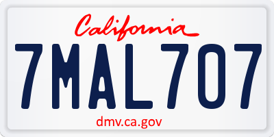 CA license plate 7MAL707